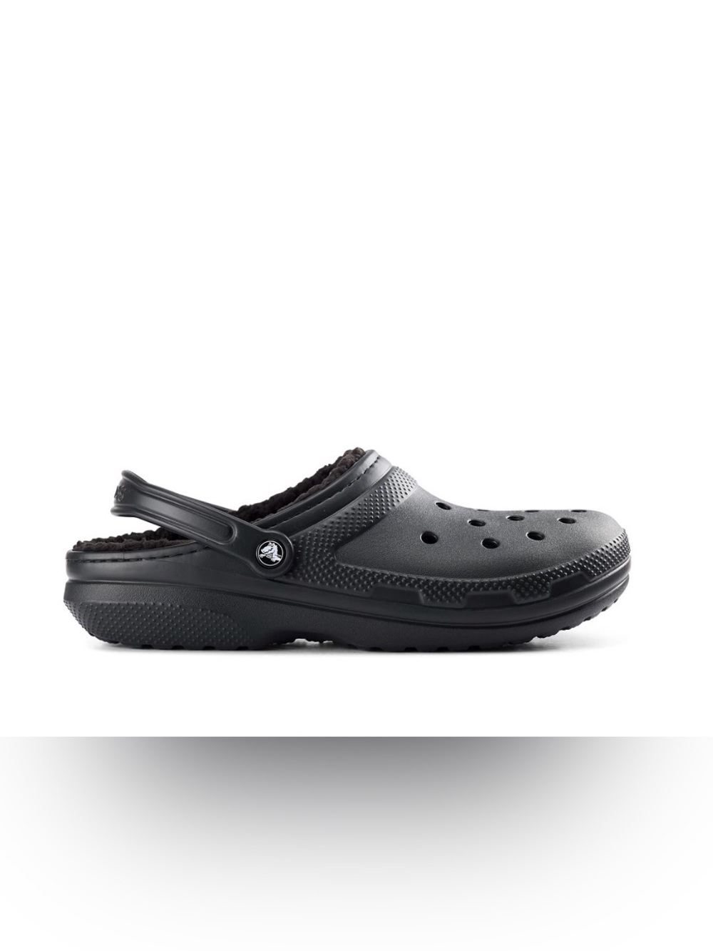 CROCS Men’s Black Fleece-Lined Clog with Heel Strap